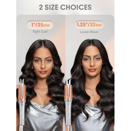 SHEGLAM Automatic Curling Iron 1 1/4 inch with 3 Temperatures Fast Heating, 2-Way Rotation, Anti-Scald, Anti-Tangle Rotating, Automatic Shut-Off for Hair Styling