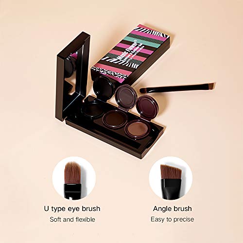 Music Flower 3 in 1 Eyebrow Gel and Eyeliner Waterproof Smudge-proof Long Wear Black+Brown with Brush
