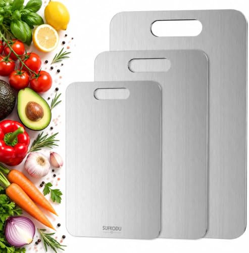 Titanium Cutting Board Set of 3 - Double-Sided, Food-Safe Kitchen Chopping Boards