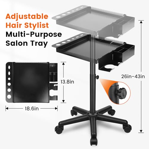 Multi-Function Salon Tray, Salon Rolling Tray cart (with Wheels), Beauty & Hairdressing Tray for Hair Stylist,.Suitable for Tattoo parlors, Hair Salons, Personal Designers.