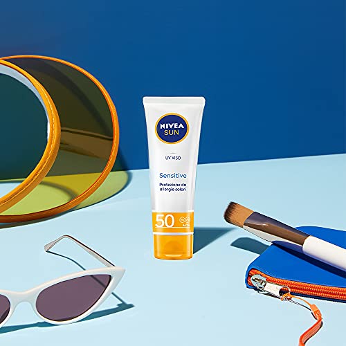 Nivea Sun Face Moisturizer for Sensitive Skin, Fragrance-Free, SPF 50, Travel Size 50ml