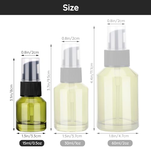 Glass Travel Lotion Bottles Set - 18 Mini Refillable Pumps for Oils, Creams & Liquids