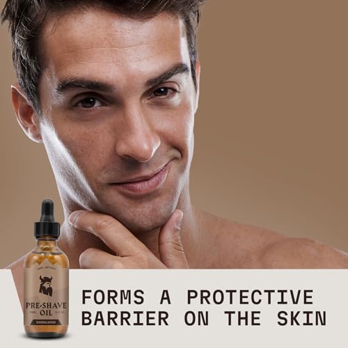 Striking Viking Pre Shave Oil - 3.3 Fl Oz Sandalwood - Safety Razor Prep & Beard Softening - Hydrating Shaving Oil for Men - Soothing Skin Care for All Skin Types