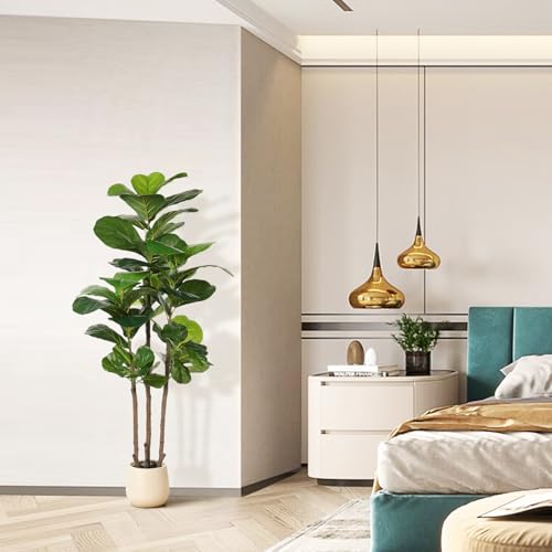 5ft Artificial Fiddle Leaf Fig Tree with White Planter - Lifelike Home Decor