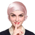Silk Sleep Cap for Women - Adjustable Mulberry Silk Bonnet Rosy Pink