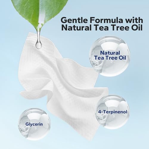 Eyelid Wipes (36 Count), with Natural Tea Tree Oil, Individually Wrapped Eyelid Cleaning Wipes for Styes, Gently Cleanse Soothe and Remove Impurities, Eyelid Cleanser for Daily Use