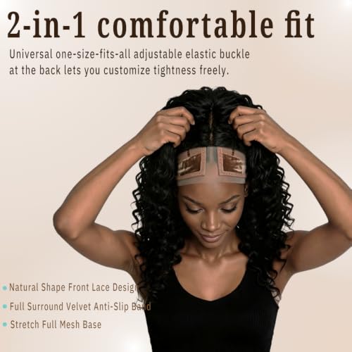 Adjustable HD Lace Wig Cap with Secure Headband - D-Caramel / Type C