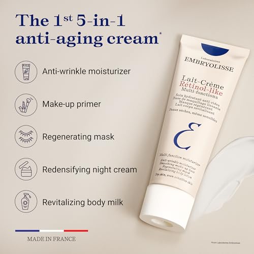 Embryolisse Lait-Cr?me Retinol Alternative Anti-Aging Face Moisturizer & Makeup Primer for Normal to Sensitive Skin. Reduces Fine Lines, Wrinkles & Puffiness, 2.54 Fl Oz