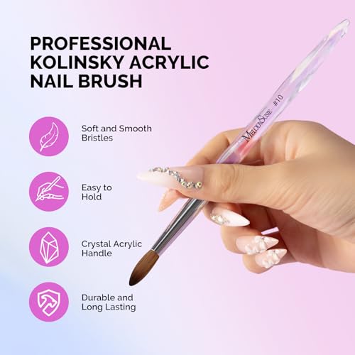 100% Kolinsky Acrylic Nail Brush - Transparent, Size 10, MelodySusie