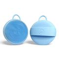 Blue Silicone Body Scrubber with Handle - Exfoliating Shower Brush & Bath Sponge