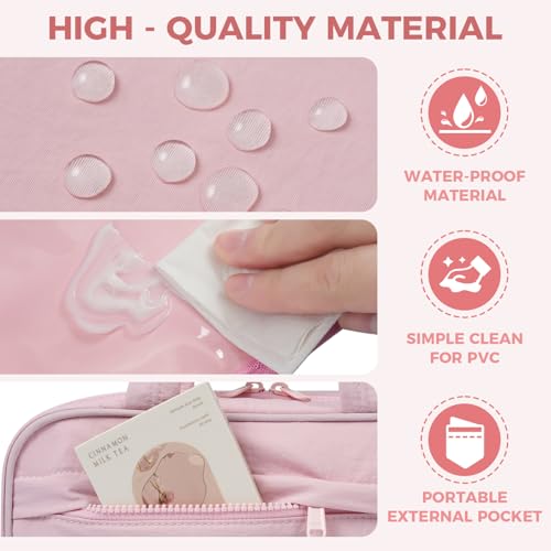 Pink Portable Hanging Toiletry Bag for Women with 4 Leakproof Compartments - L Size