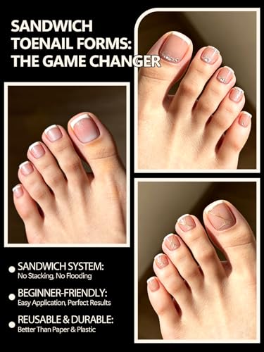 Clear Sandwich Toe Nail Dual Forms Kit - 280PCS Reusable Nail Extension Molds