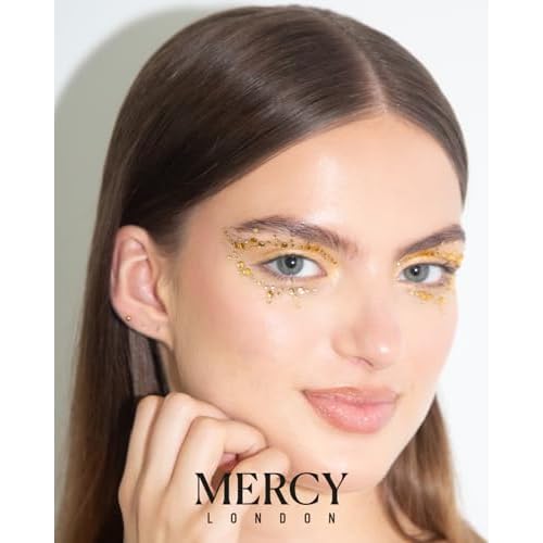 Cat Eye Crystal Eye Jewels in Gold by Mercy London Beauty Costume Accessories Face Gems Jewels All in One Stick On Sticker