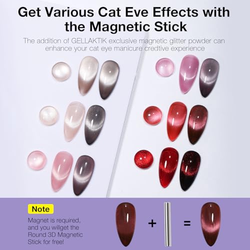 Cat Eye Gel Nail Polish Set, 6 Colors 12ML Spring Summer Glitter Magnetic Nail Polish Gel with Magnet, Soak Off UV LED for Home Salon Manicure Gift for Women