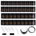 192Pcs 5g 10g 15g 20g Amber Glass Jars Assorted Kit with Black Lids, Inner Liners, Spoons and blank labels for Storing Lip and Body Scrub, Bath Salts, Lotion, Body Butter