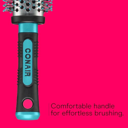 Conair Grip & Style Round Brush, Nylon Bristle Hair Brush for Blowout Styling, For Medium to Long Lengths, Ideal for Curly Hair