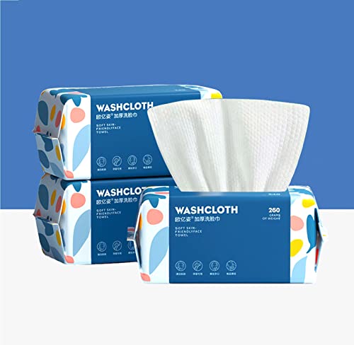 Disposable Face Towels 300 Count Pack - Thick Ultra Soft Cotton Wipes for Skin Care & Makeup Removal, Variation of 100 Count (Pack of 3)