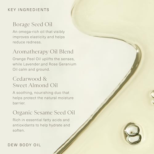 Oak Essentials Dew Body Oil | Nourishing Daily Body Oil for Radiant, Supple Skin with Borage Seed Oil, Cedarwood, and Sweet Almond Oil, 3.4 Fl Oz
