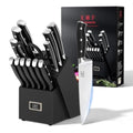WANGMAZI Black Pro 15-Piece Kitchen Knife Block Set with High Carbon Steel