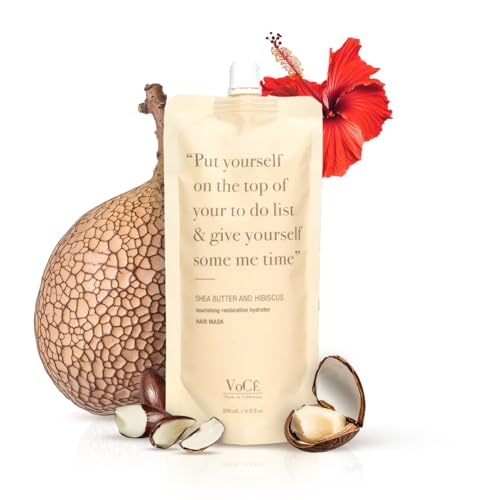 Hydrating Shea Butter & Hibiscus Hair Mask - Deep Conditioning for Dry Damaged Hair 6.8oz