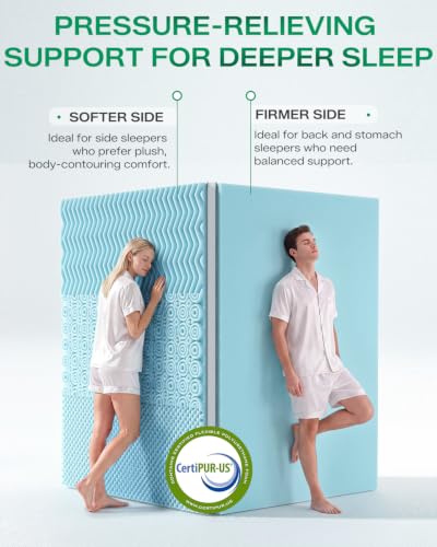 Qocismile White Full 4-Inch Dual Layer Memory Foam Mattress Topper