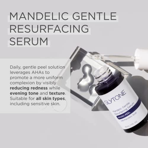 Glytone Micro-Peel 10% Mandelic Acid Serum | Anti-Aging AHA Gentle Exfoliant with Phytic Acid for all Skin types | Reduces Redness, Uneven tone & Dark Spots | Fragrance-Free, Paraben-Free - 1 Fl oz.