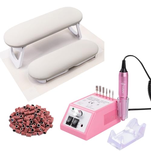 Subay Professional Nail Drill Machine, Electric Nail Drill with Adjustable Speed, PU Leather Nail Arm Rest, Foldable, Aluminum, Model: 7adef094-2201-4699-ac52-15055fad8612