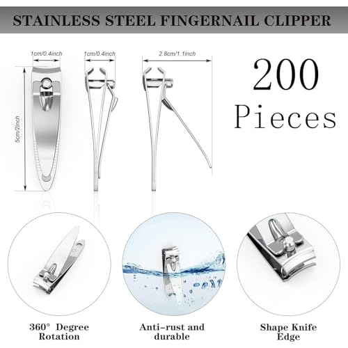 Goiio 200 Pcs Nail Clippers, Flat Toenail Clippers 2in (2 x 0.4in)