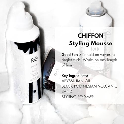 R+Co CHIFFON Styling Mousse ? Lightweight Hair Foam, Adds Volume & Texture, All Hair Types