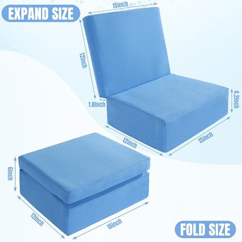 Foldable Hot Tub Booster Seat with Adjustable Heights & Washable Cushion - Blue