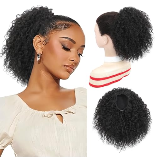 Urbeauty 8 Inch Pink Mango Protein Silk Fiber Curly Ponytail Extension - Natural Afro Kinky Style