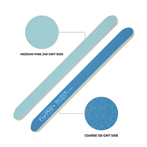 ForPro Professional Collection Blue Foam Board, 120/240 Grit, Mylar Manicure and Pedicure Nail File, 7¡± l x .75¡± w, 50 Count