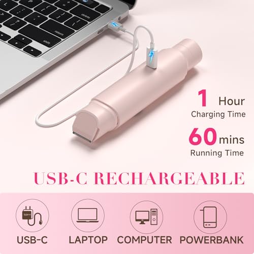 Pink Bikini Trimmer for Women - Rechargeable Waterproof Electric Razor