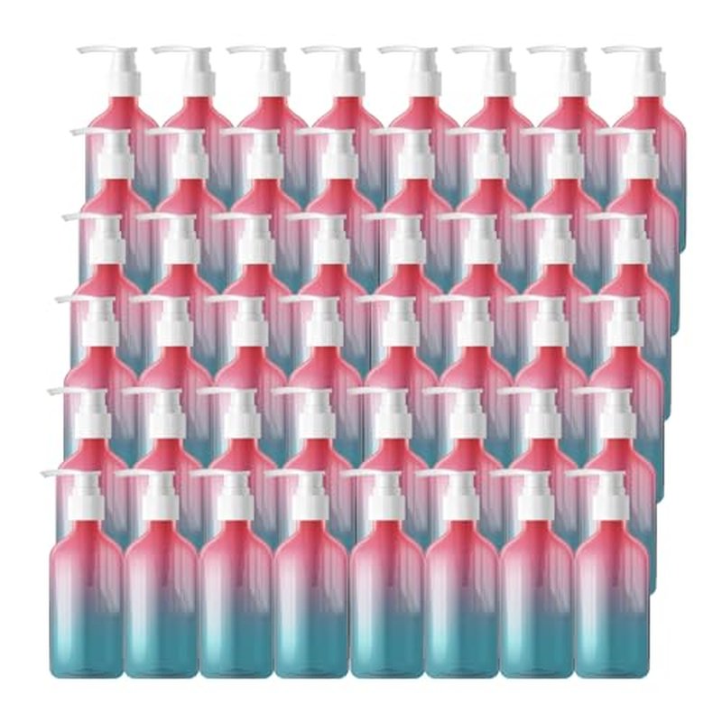 48 Pieces Empty Clear Gradient Color Pump Bottle, 8.4 oz Refillable Plastic Dispenser Bottles with Pump, Travel Lotion Container for Shampoo Hand Body Soap Oil Massage Moisturizer Face Cream Liquid