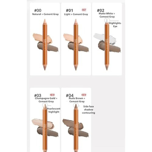 1 PC Double Ends Contour Pencil Highlighter, Multi Functional Facial Contour Highlighter Pencil(01#, 5g)