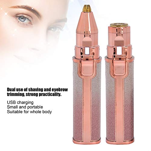 Eyebrow & Facial Hair Removal for Women, 2 in 1 Rechargeable Nose Hair & Eyebrow Trimmer, Portable Shaver with LED Light, Painless Facial Hair Trimmer for Eyebrows Lips Chin Body Peach Fuzz