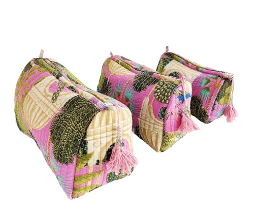 Multicolor Cosmetic Bags Set - 3 Piece Makeup Organizer with Zipper Closure, Travel Storage