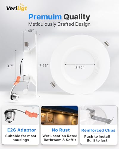 12 Pack 5/6 Inch LED Recessed Can Lights Dimmable 5 Color Temperatures