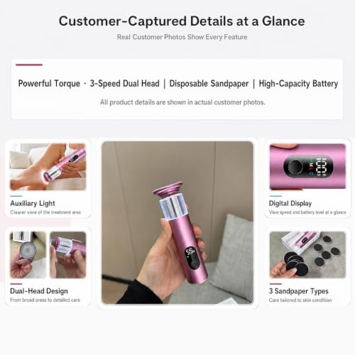 Pink 2-in-1 Electric Foot Callus Remover with Digital Display - Cordless Rechargeable Pedicure Tool