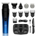 Beard Trimmer for Men, 5-in-1 Cordless Hair Clipper Kit with Foil Razor, Waterproof Body, Nose & Ear Groomer, Precision Trimming for Beard, Hair & Body Care (Blue)