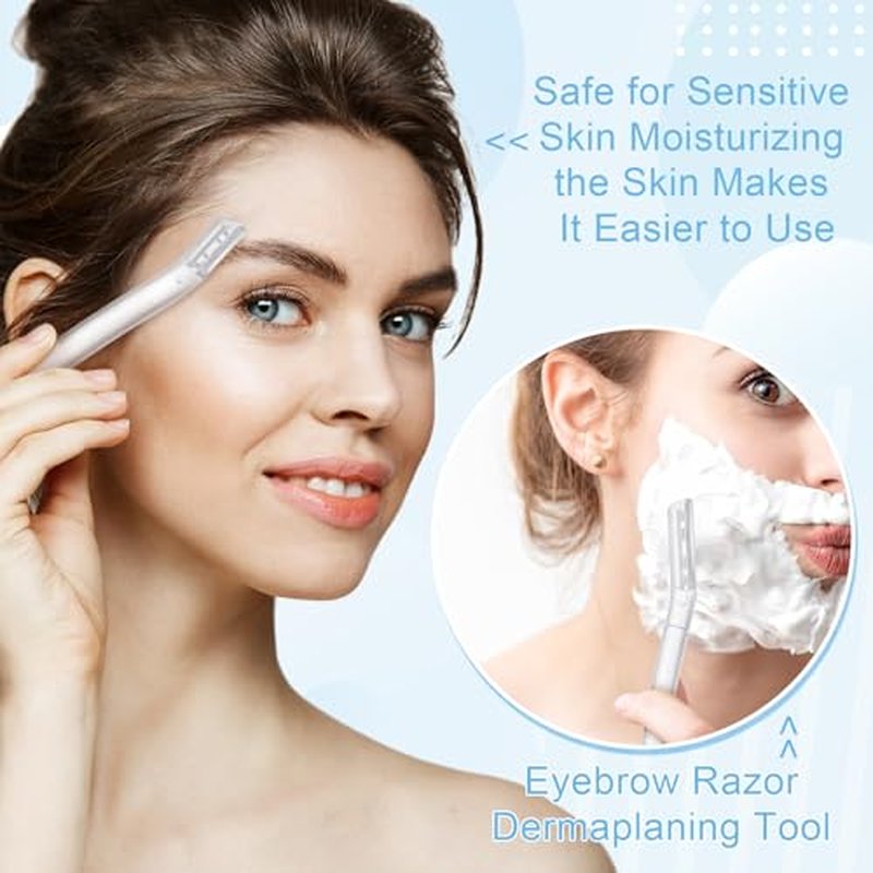16 Count Dermaplane Razor for Women Face, Professional Facial & Eyebrow Hair Remover, Gentle Skin Exfoliation with Precision Blades£¬Transparent