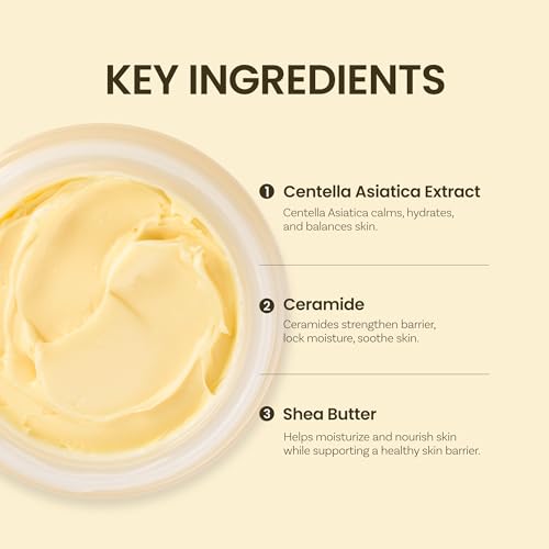 ONGREDIENTS Deep Calming Cream | Daily Face Moisturizer for Dry, Sensitive Skin | Centella Asiatica, Ceramide, Soothing, Skin Barrier, Hydrating | Fragrance-Free, Korean Skincare 1.69 fl Oz