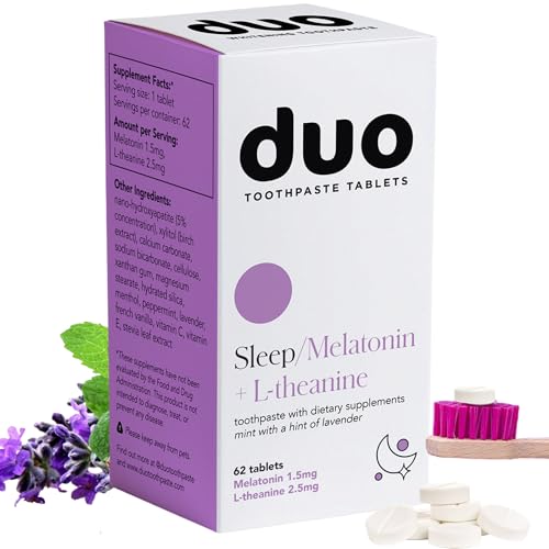 Duo Sleep Toothpaste Tablets with Melatonin & Nano Hydroxyapatite — 62 Count (Pack of 1)