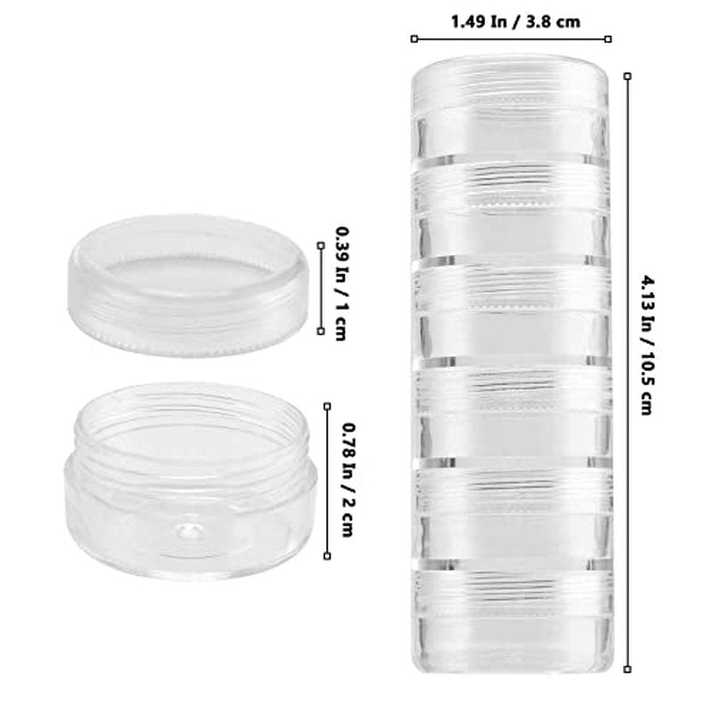 10 Sets 6 Layer Cylinder Stackable Plastic Bead Containers, 10G/10ML Stackable Round Plastic Containers Makeup Sample Container for Buttons, Beads, Small Items