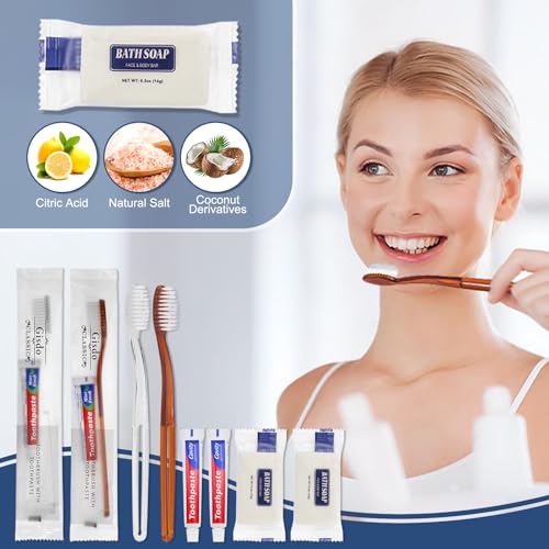 050 Packs Disposable Toothbrush & Toothpaste with Soap Travel Kit - Men & Women