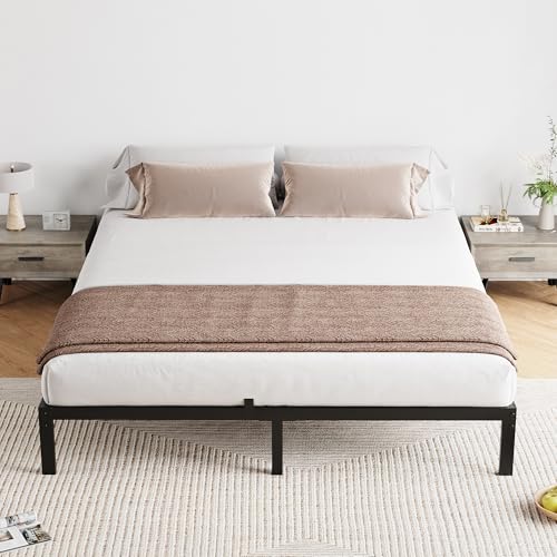 Queen Bed Frame with Under-Bed Storage - 10 Inch, Black, Sturdy & Modern