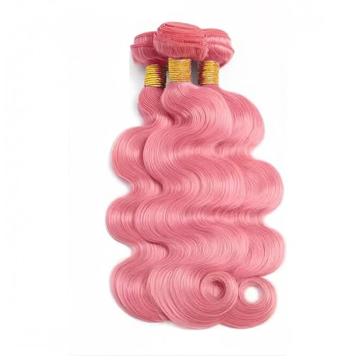 Pink Human Hair Bundles 3 Pcs 8-30 Inch Body Wave Straight Brazilian Weft