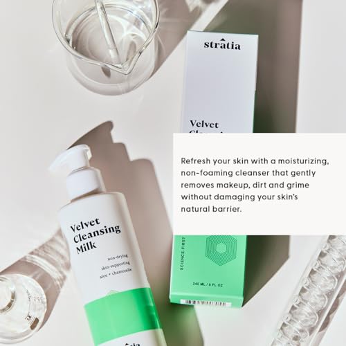 Stratia Velvet Cleansing Milk - Gentle Moisturizing Cream Face Cleanser, 8 Fl Oz