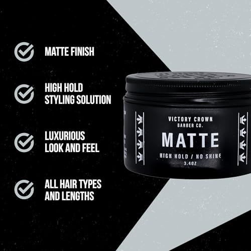 Victory Crown Matte Pomade – High Hold, No Shine Styling Wax, 3.4 oz (Matte Clay Pomade Variant)