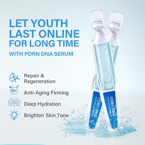 Salmon DNA Serum with Hyaluronic Acid - 30 Ampoules, 0.05 oz Each - Hydrating Anti-Aging Skincare